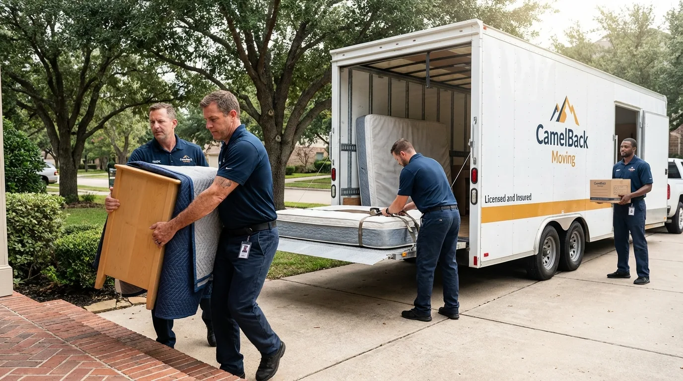 Crew loading residential truck for cross-state move from Cedarville, OH