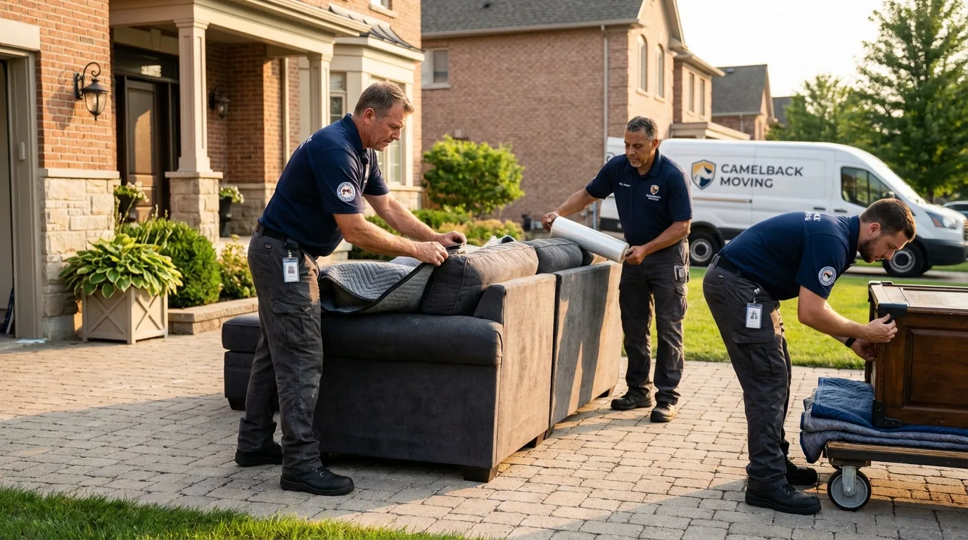 Large estate moving crew wrapping furniture in Cedarville, OH