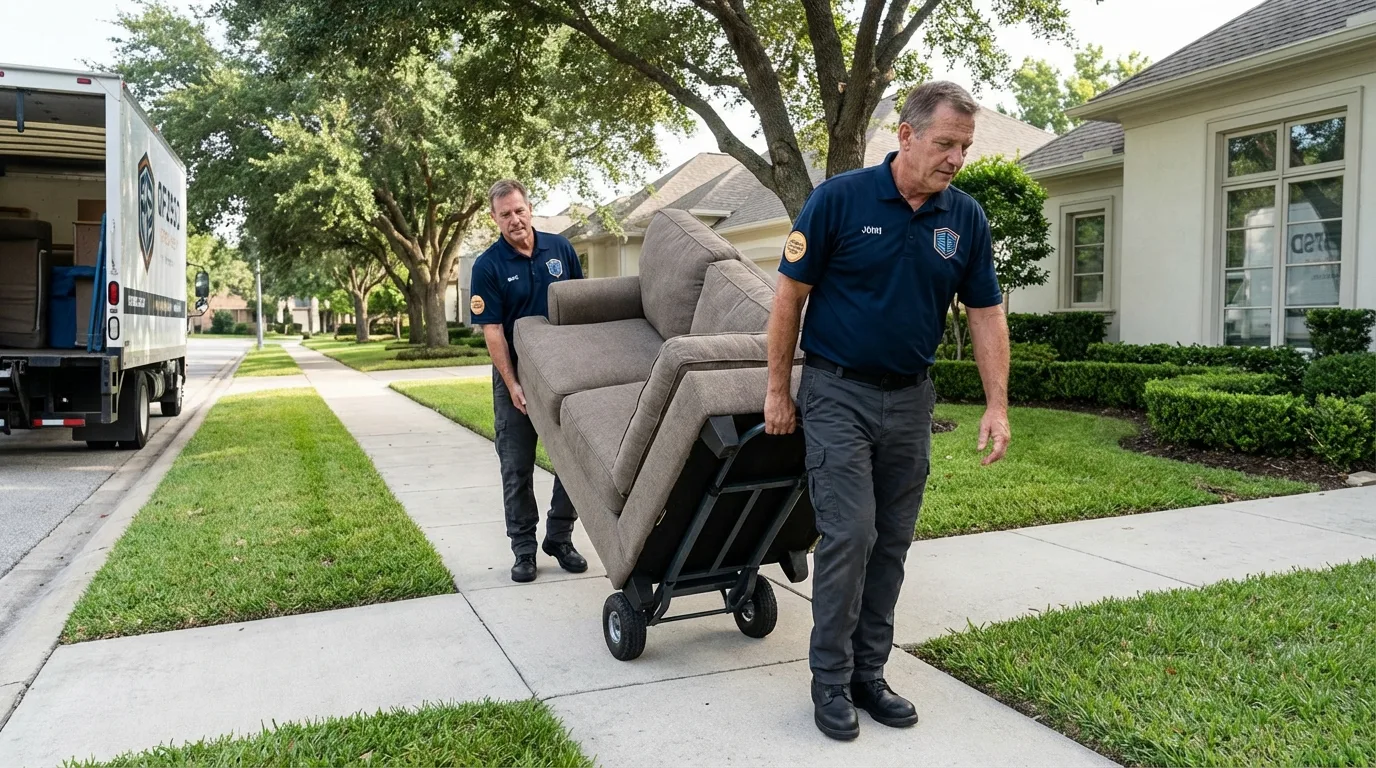 Local residential moving crew loading furniture in Cedarville, OH