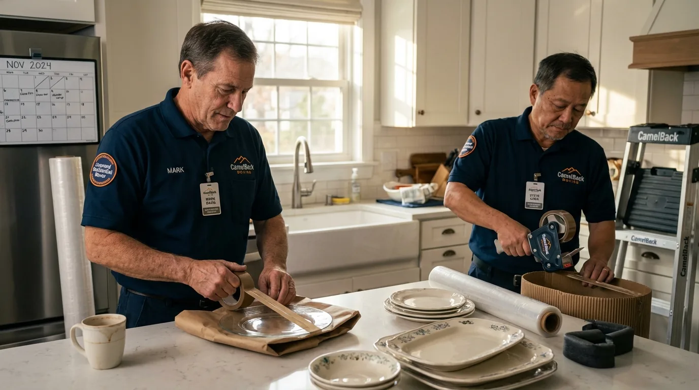 Professional crew packing kitchen dishware in Cedarville, OH